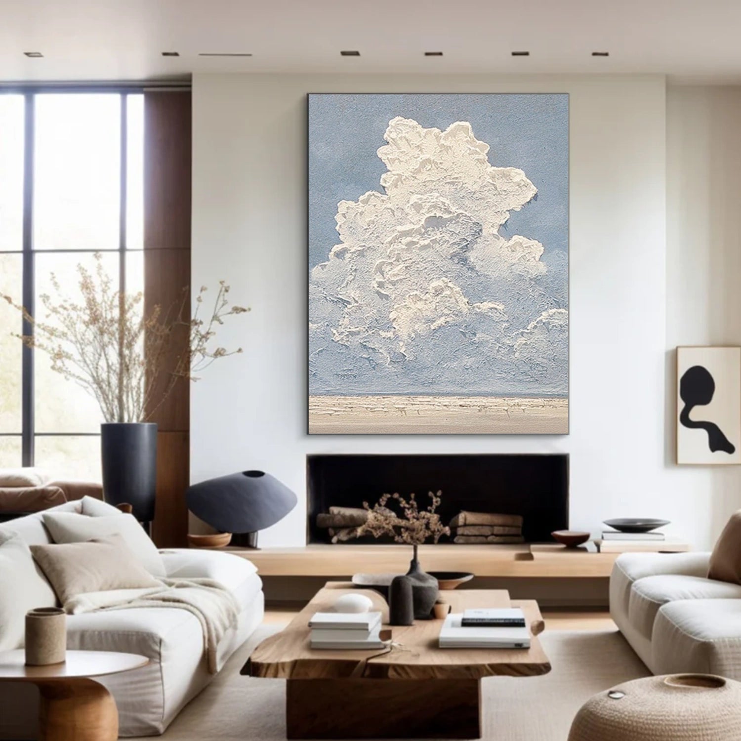 Minimalist Ocean And Sky Textured Canvas Art #OC096