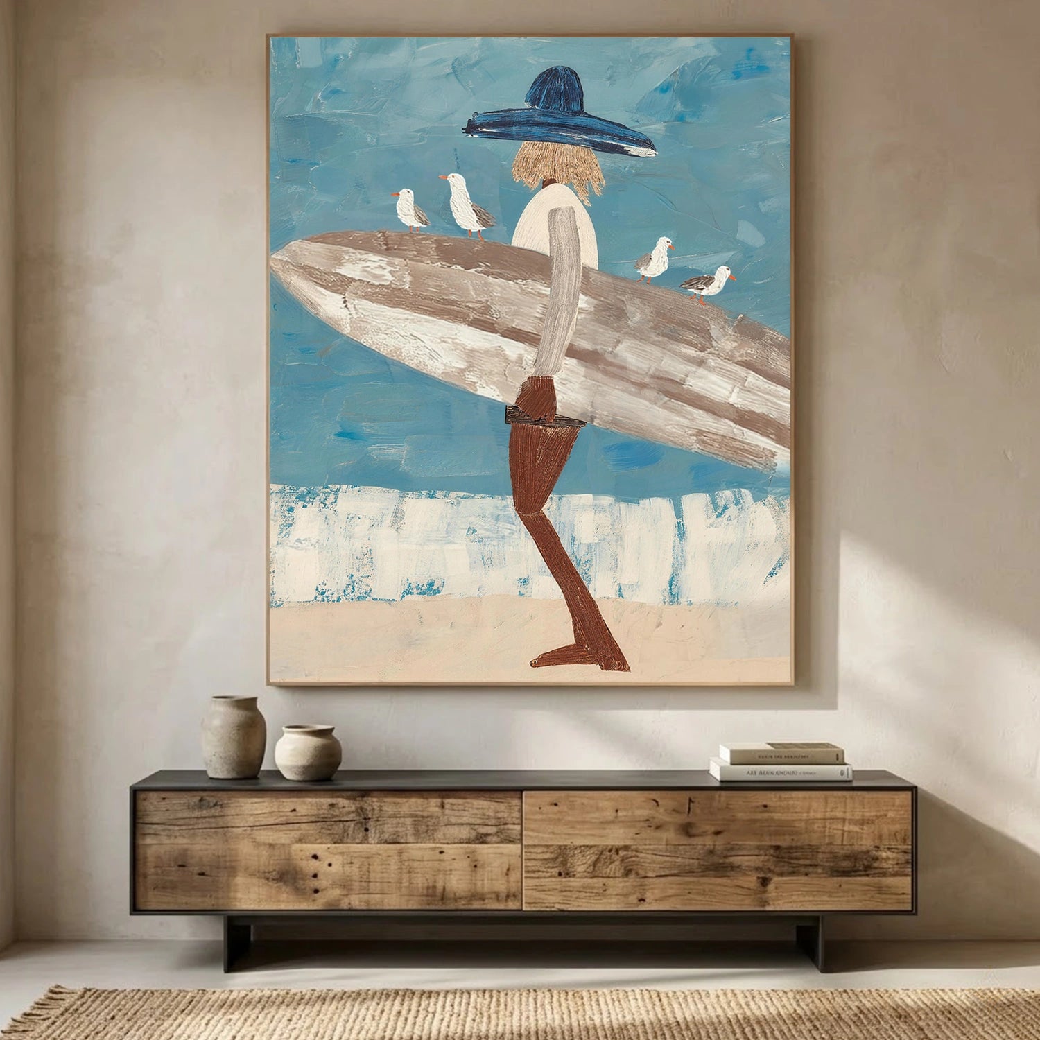 Surfing Sport Textured Canvas Painting #PB090