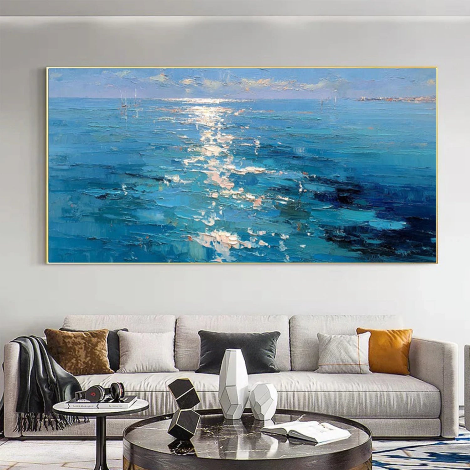 Abstract Ocean And Sky Canvas Art #OC161