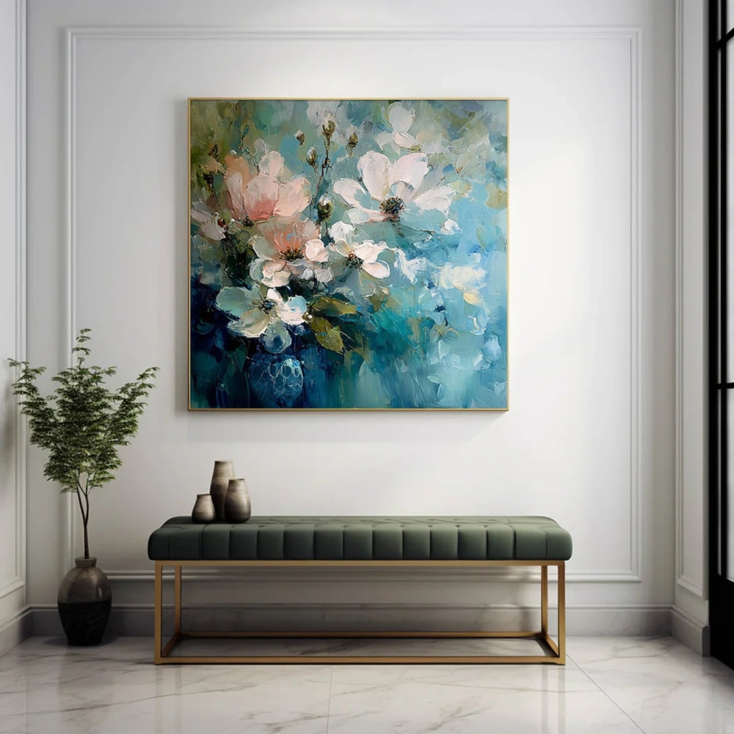 Abstract Flower And Tree Textured Canvas Art #MF179