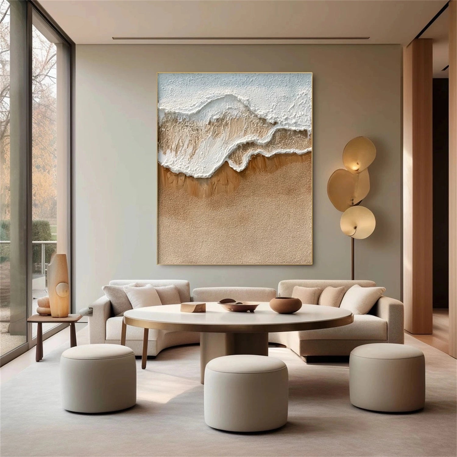 Minimalist Ocean And Sky Textured Canvas Art #OC142