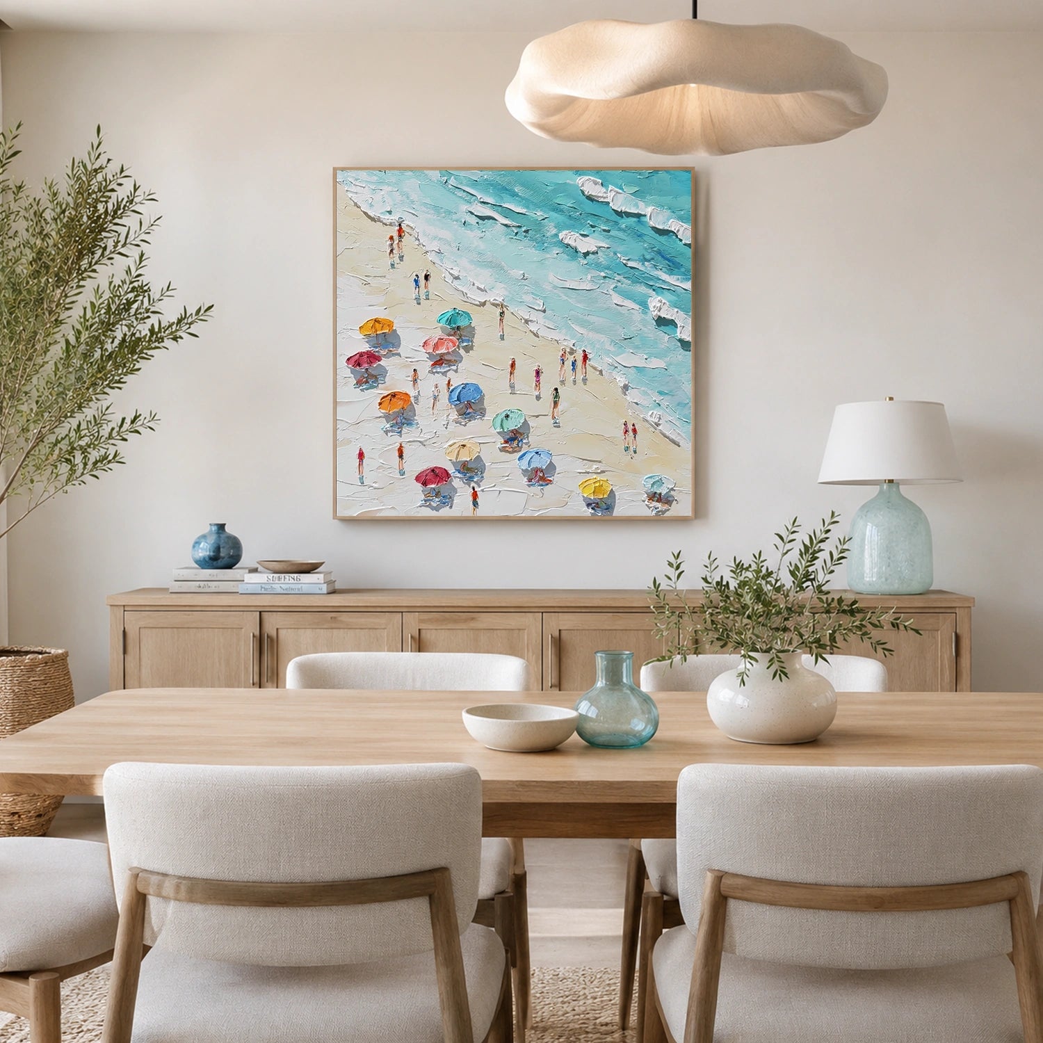 Abstract Ocean And Sky Textured Canvas Art #OC197