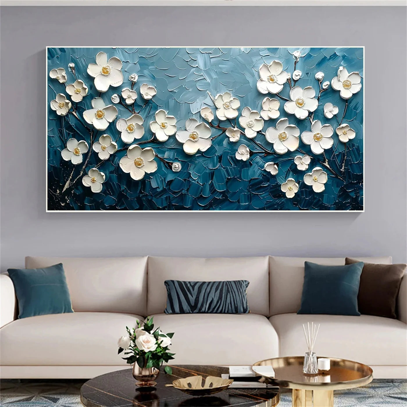 Abstract Flower And Tree Textured Canvas Art #MF028