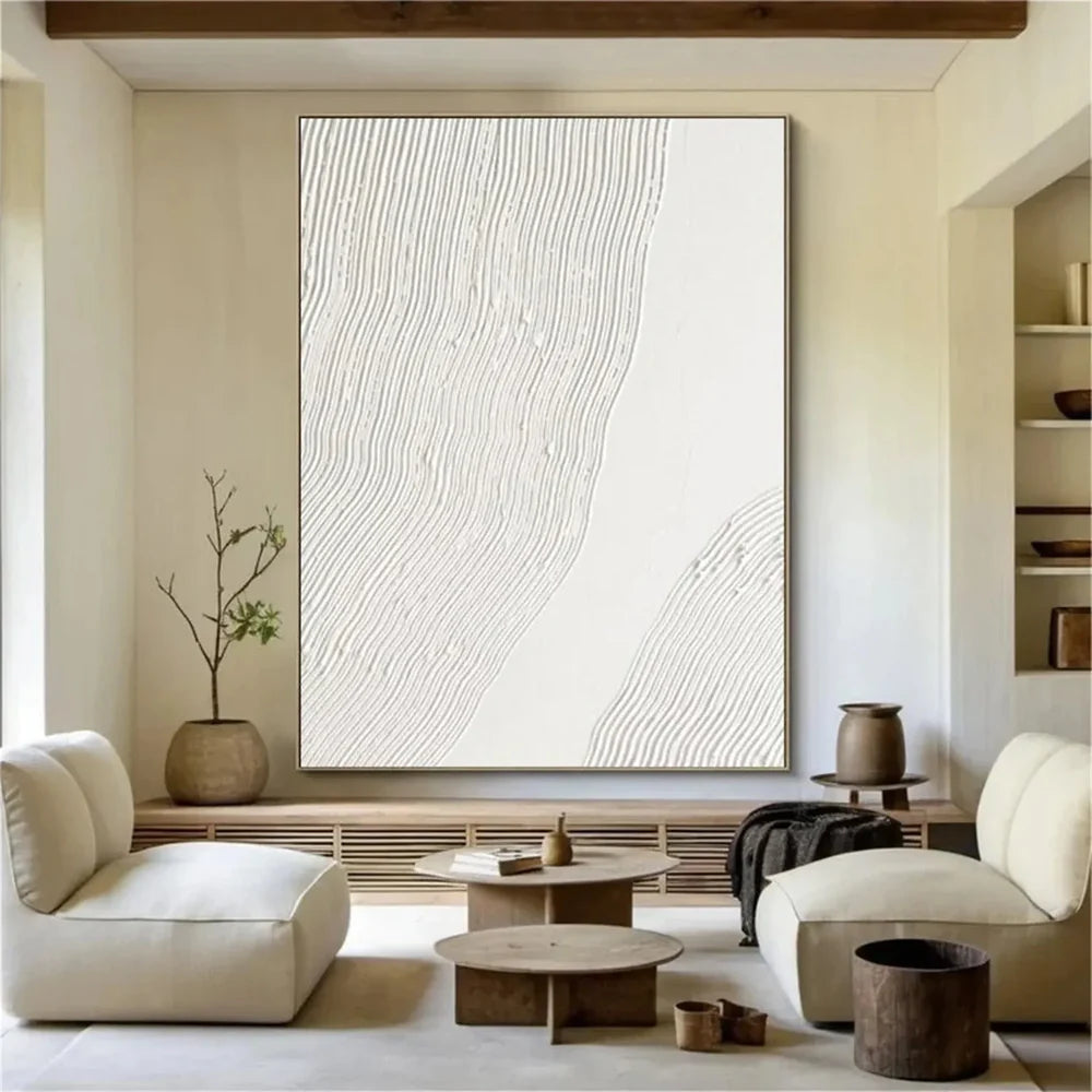 White Minimalist Textured Wall Art #WM076