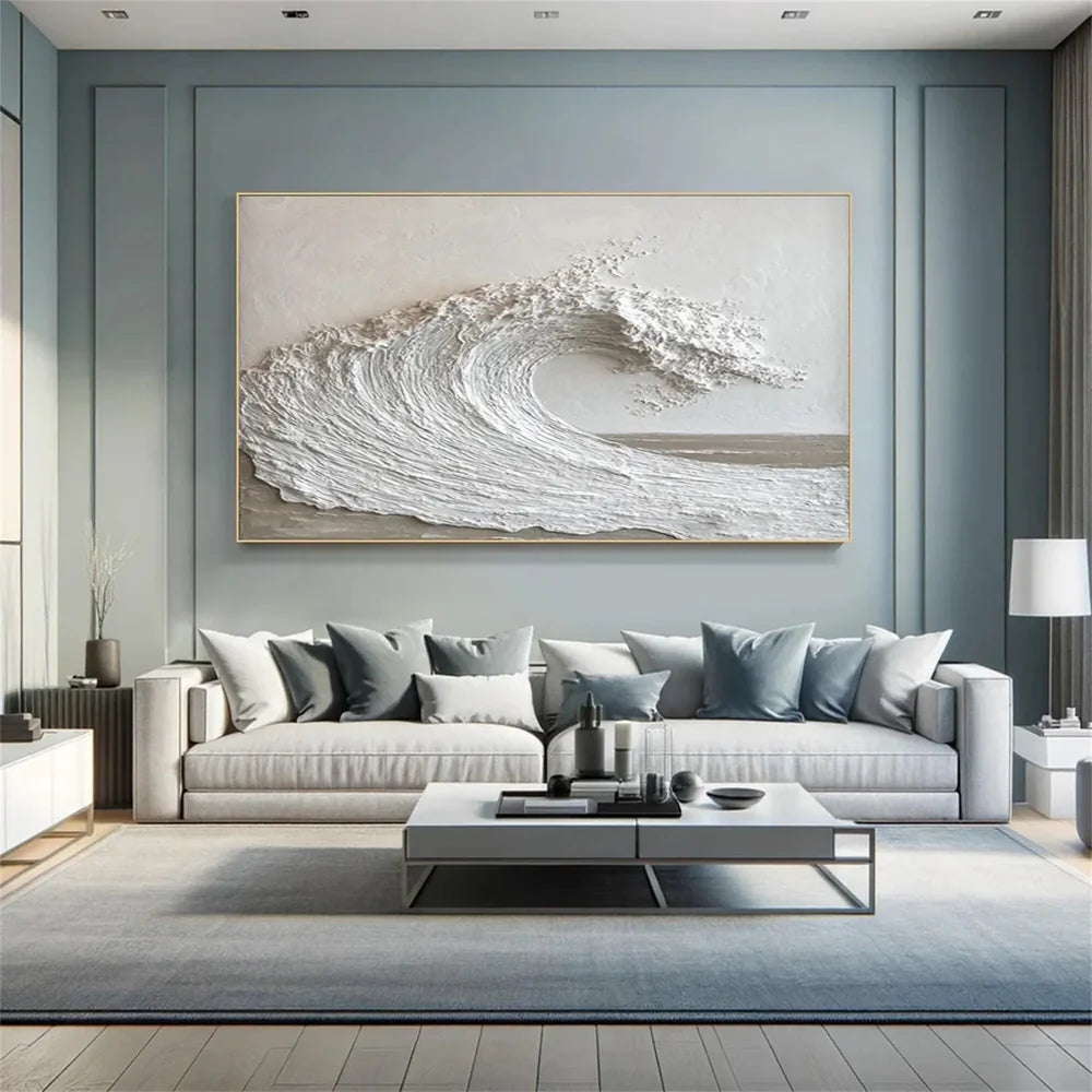 Minimalist Ocean And Sky Textured Canvas Art  #OC027