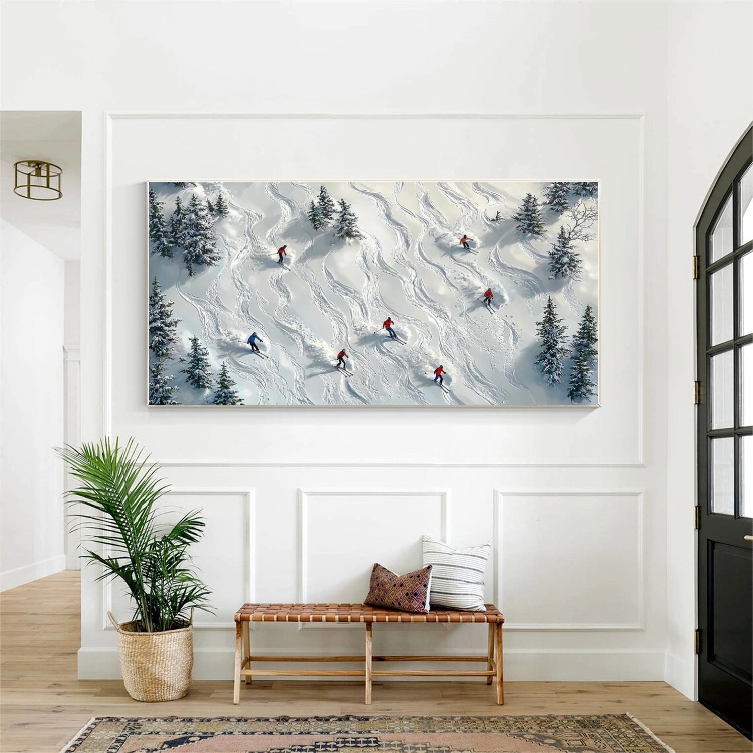Skiing Sport Textured Canvas Painting #PB061