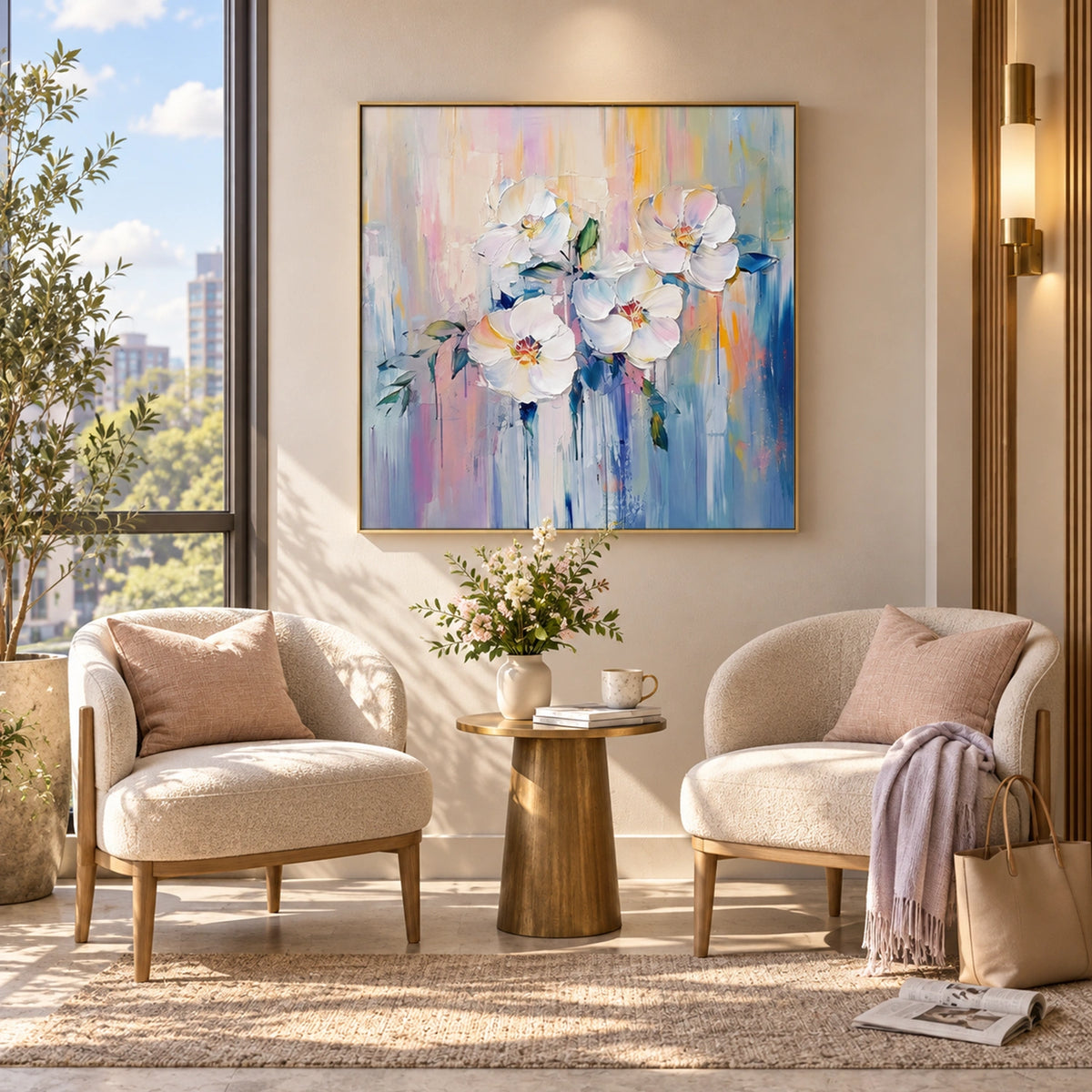 Abstract Flower And Tree Textured Canvas Art #MF225
