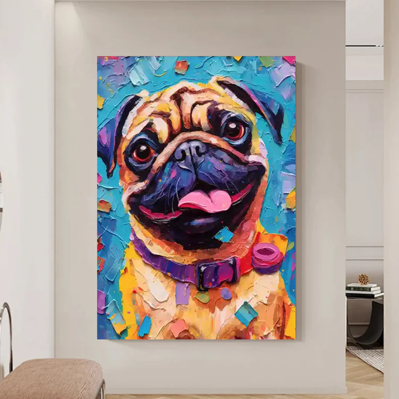 Colorful Abstract Animal Dog Textured Canvas Art #DW062