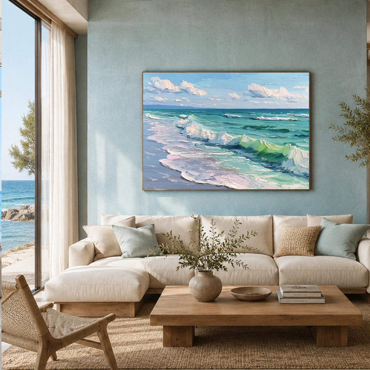 Abstract Ocean And Sky Canvas Art #OC233