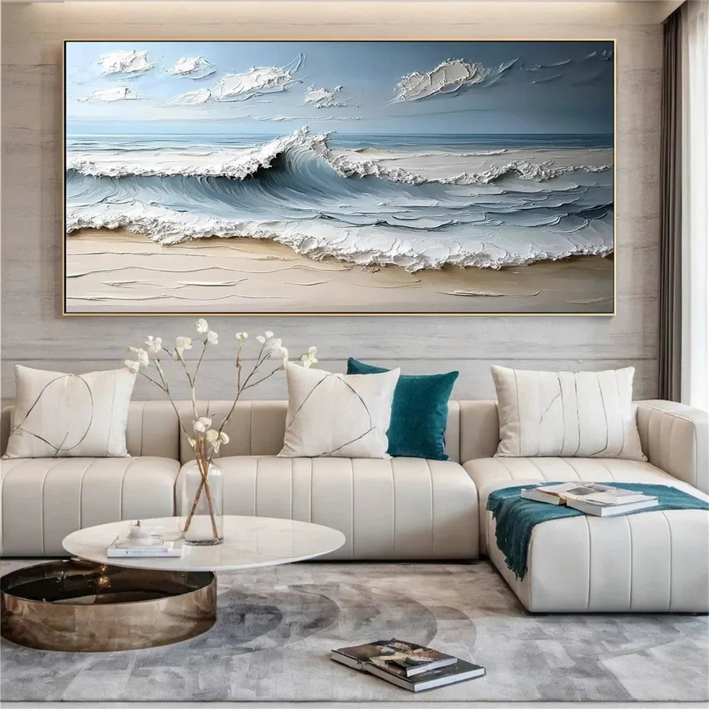 Abstract Ocean And Sky Textured Canvas Art # OC009