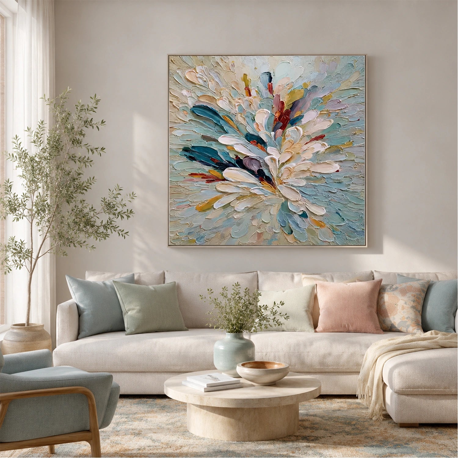 Abstract Flower And Tree Textured Canvas Art #MF214