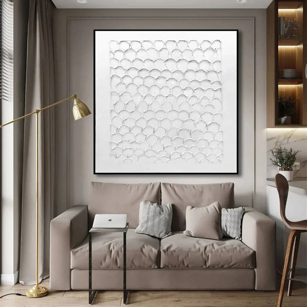 White Minimalist Textured Wall Art #WM064