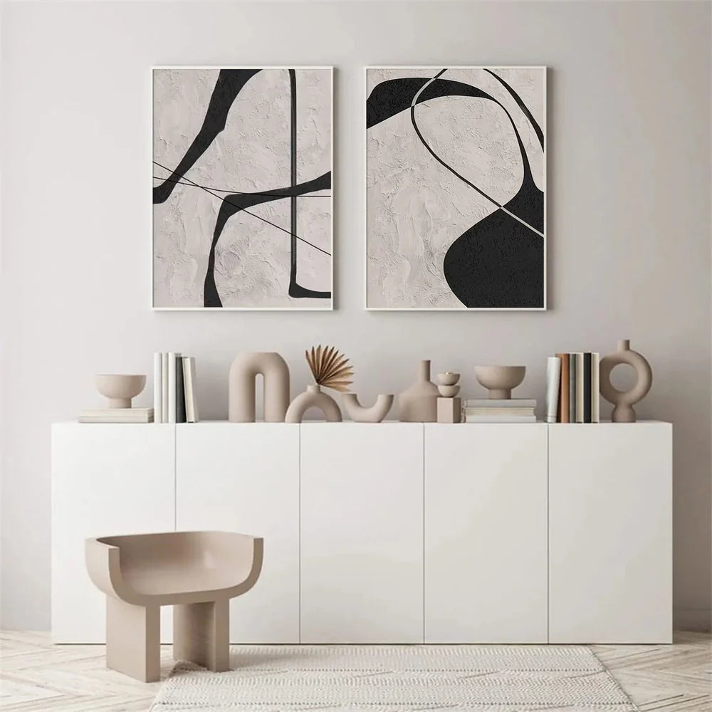 Beige & Black Wabi Sabi Wall Art Set of 2 #VS001
