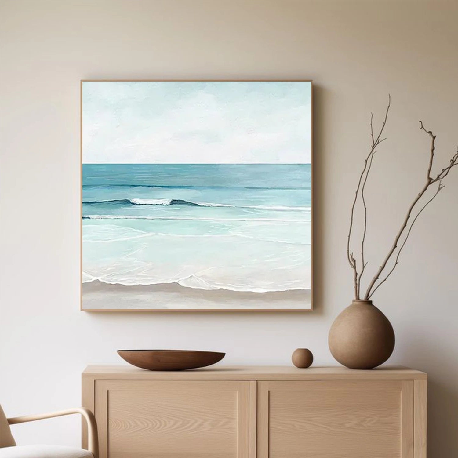 Abstract Ocean And Sky Textured Canvas Art #OC155