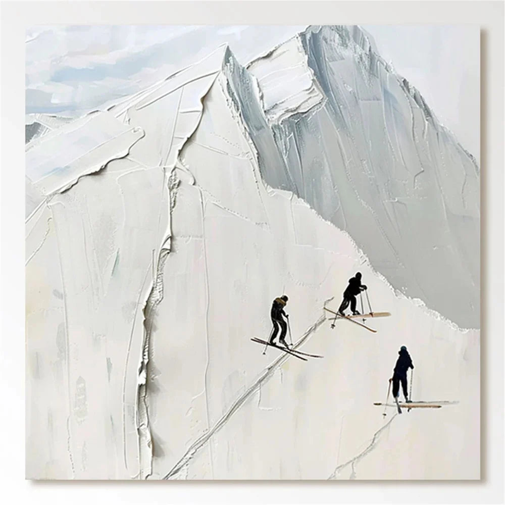Skiing Sport Textured Canvas Painting #PB008