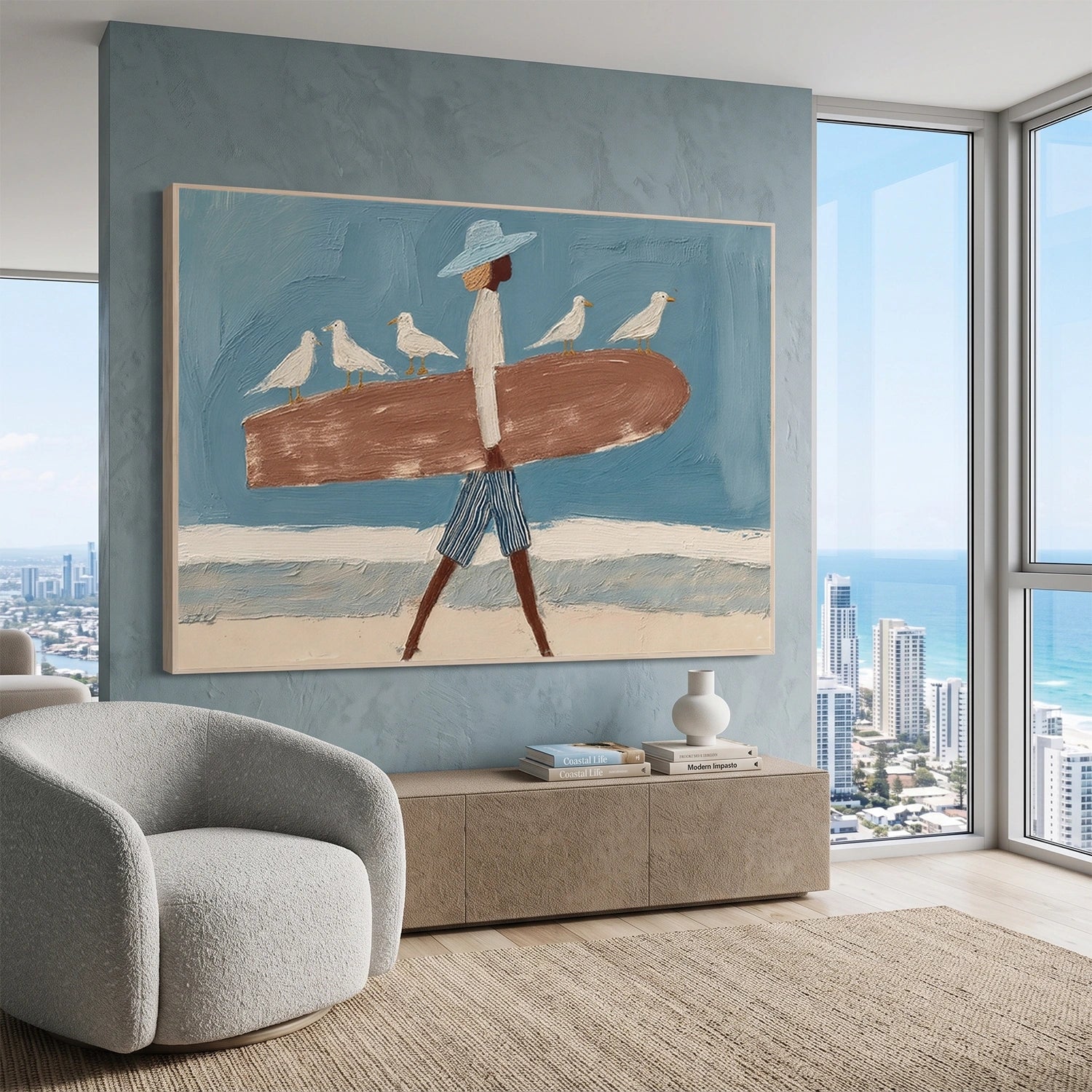 Surfing Sport Textured Canvas Painting #PB088