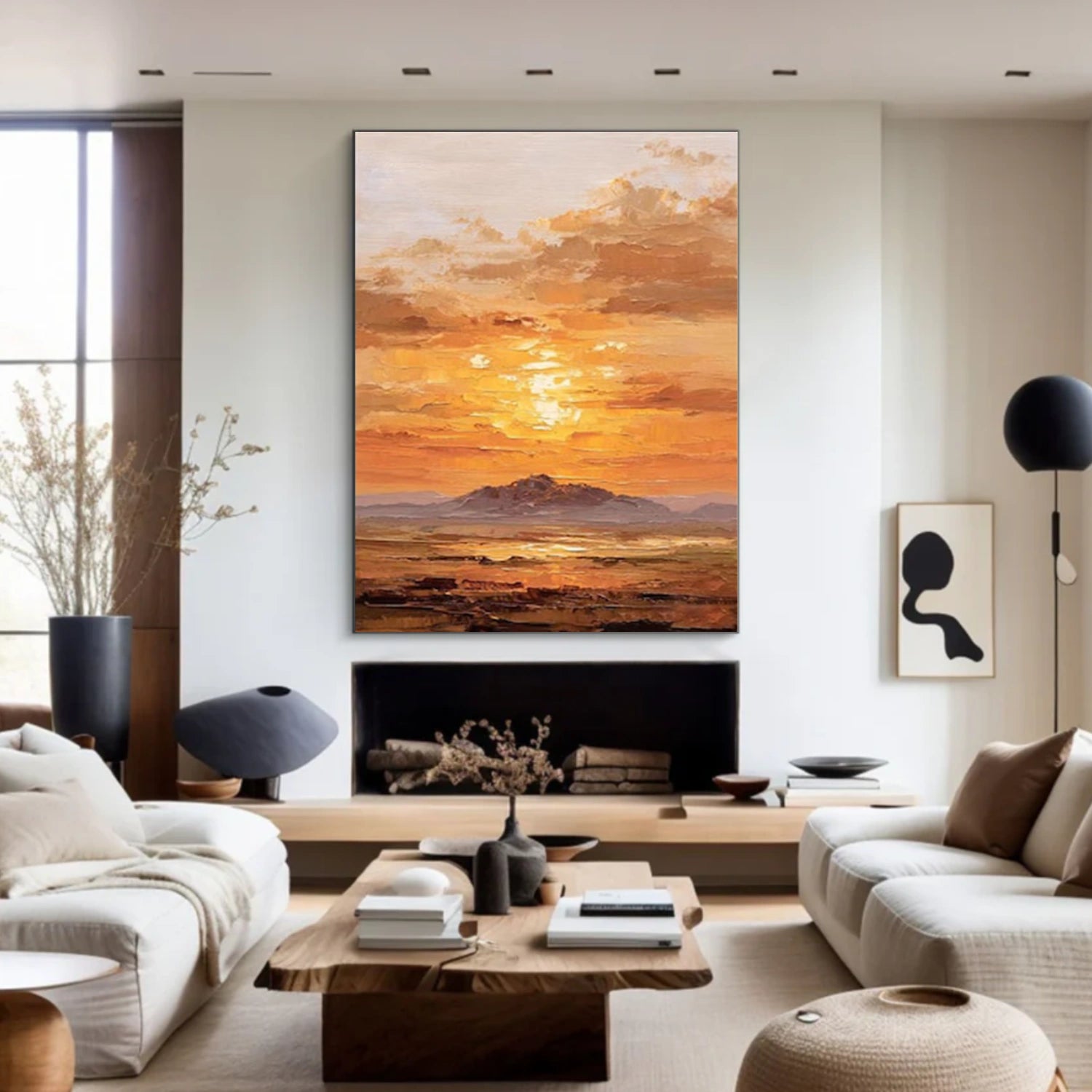 Abstract Ocean And Sky Textured Canvas Art #OC130