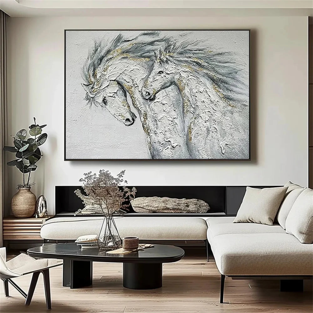 Abstract Animal Horse Textured Canvas Art #DW044