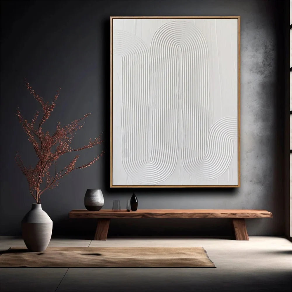 White Minimalist Textured Wall Art #WM072