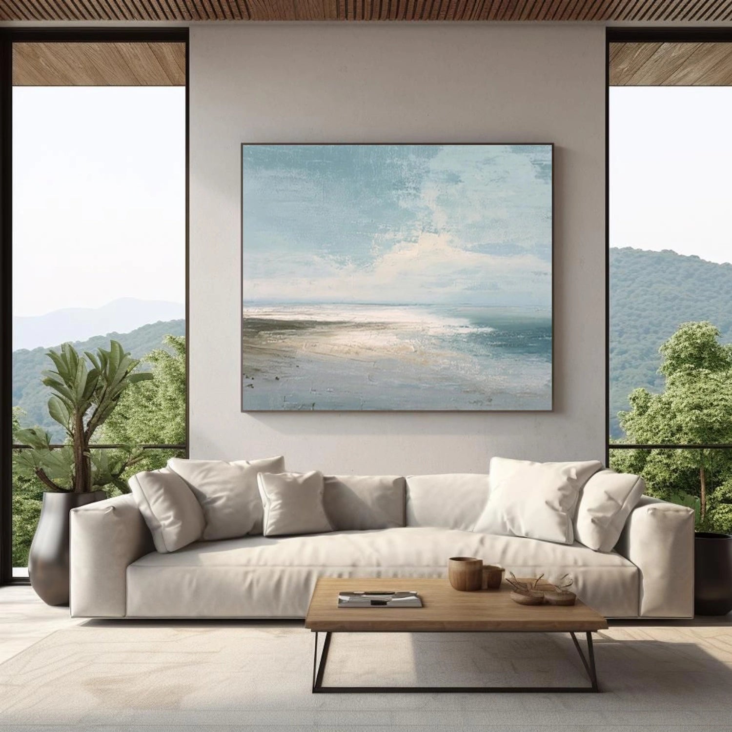 Abstract Ocean And Sky Canvas Art #OC139