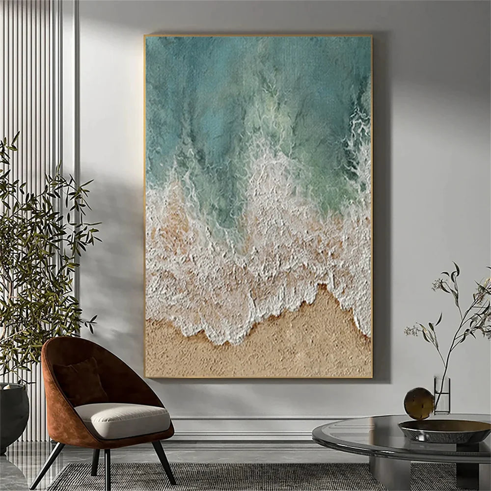 Abstract Ocean And Sky Textured Canvas Art #OC074