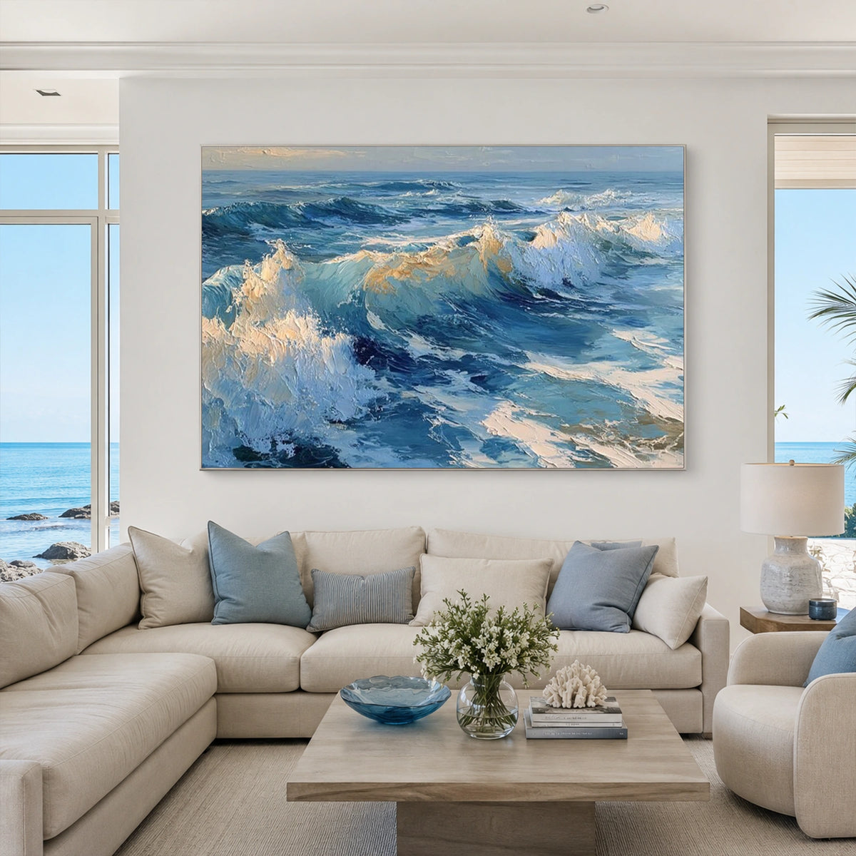 Abstract Ocean And Sky Canvas Art #OC232