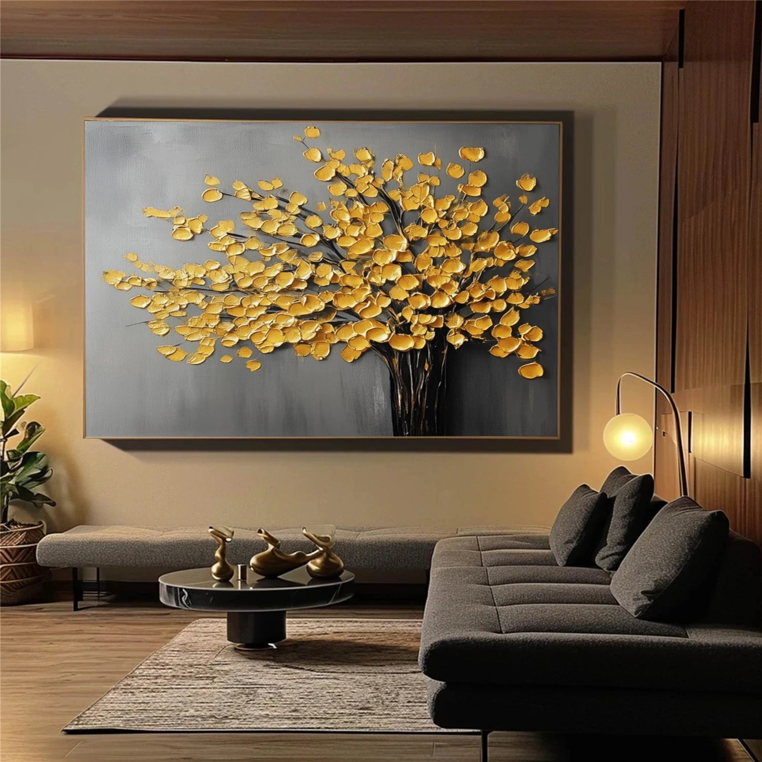 Abstract Flower And Tree Textured Canvas Art  #MF152
