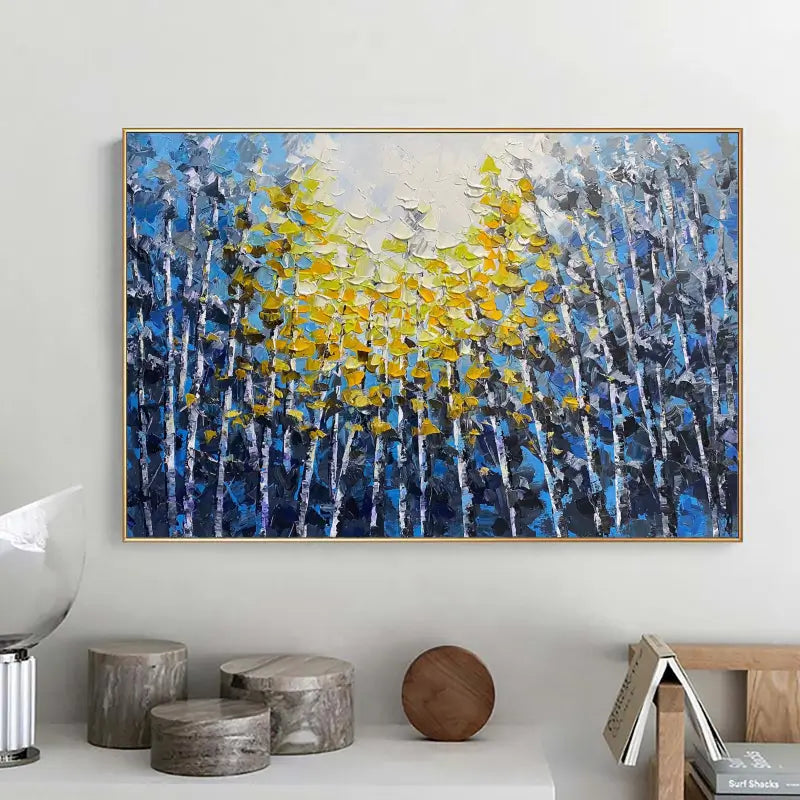 Colorful Abstract Flower And Tree Textured Canvas Art #MF046