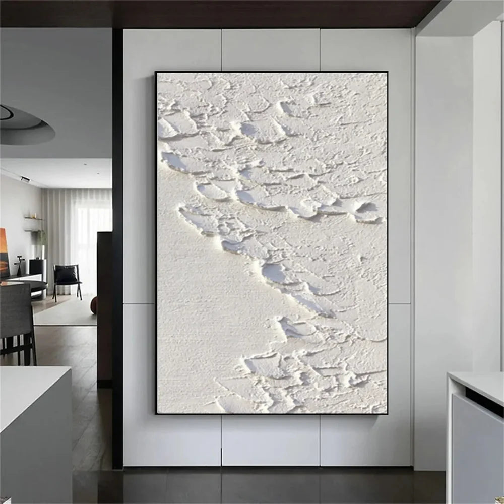 White Minimalist Textured Wall Art #WM074