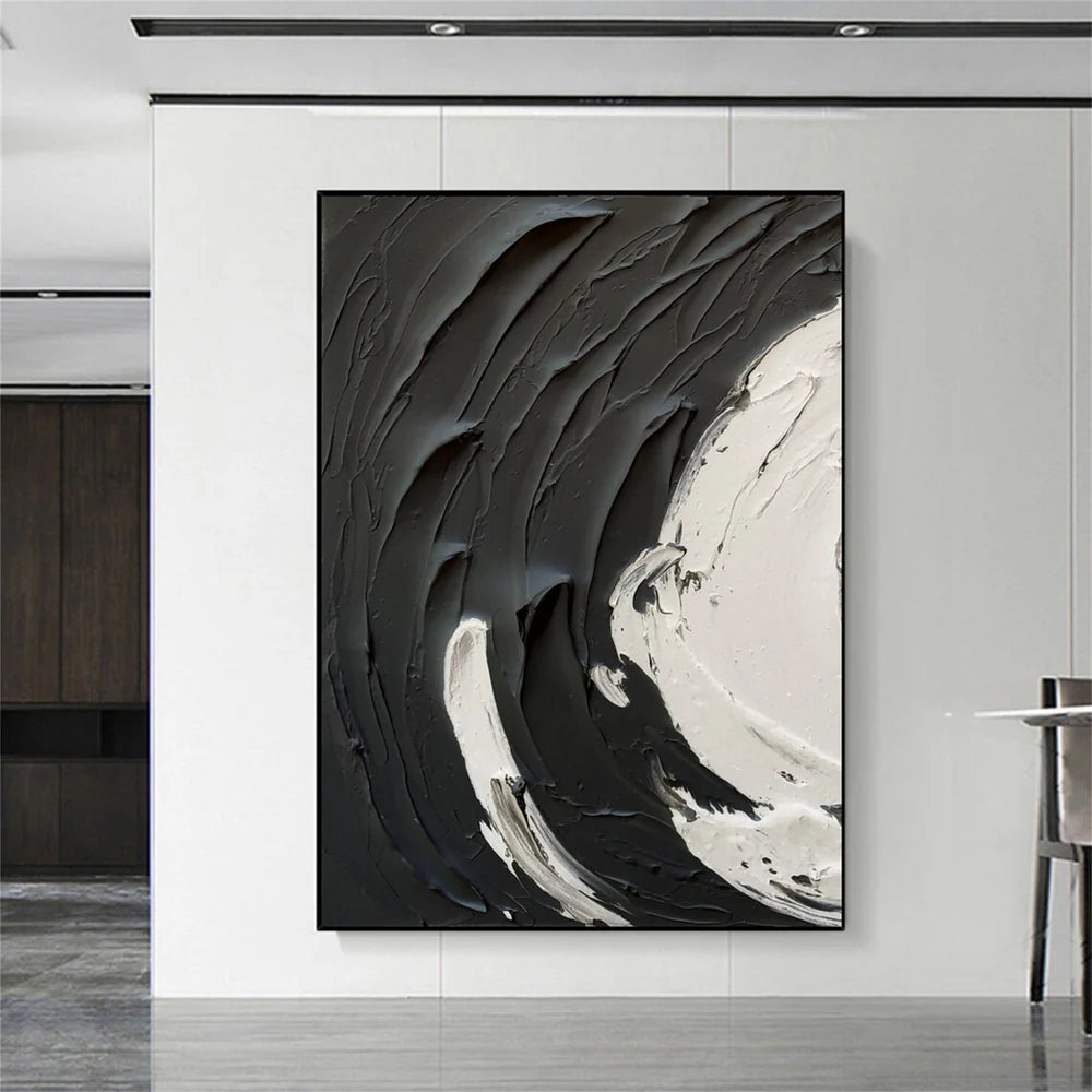 Black and White Textured Minimalist Canvas Art #WZ054