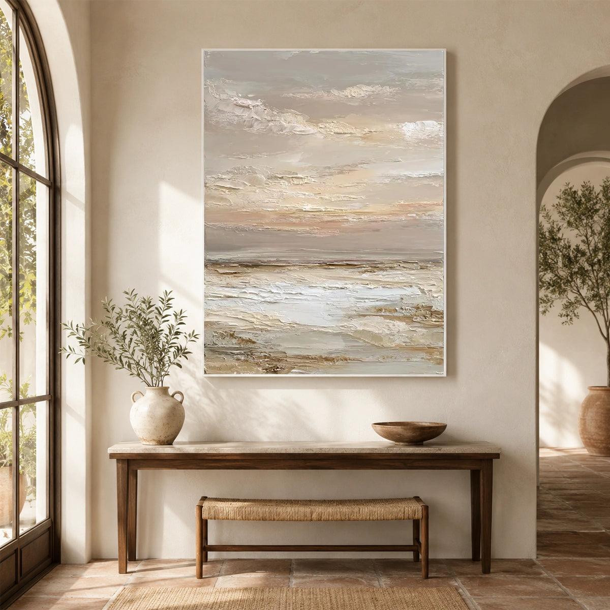 Abstract Ocean And Sky Textured Canvas Art #OC229