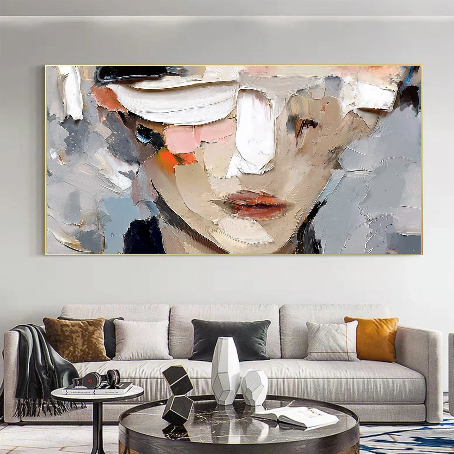 Abstract Portrait Textured  Wall Art #LA073