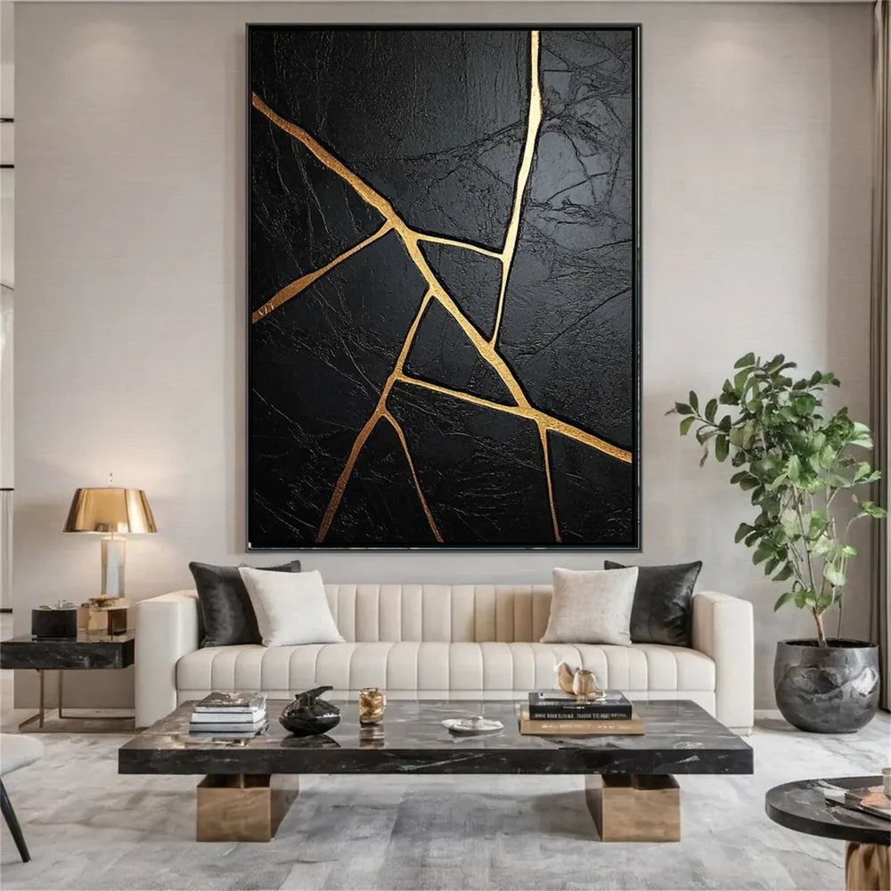 Black Minimalist Textured Canvas Art #WZ070
