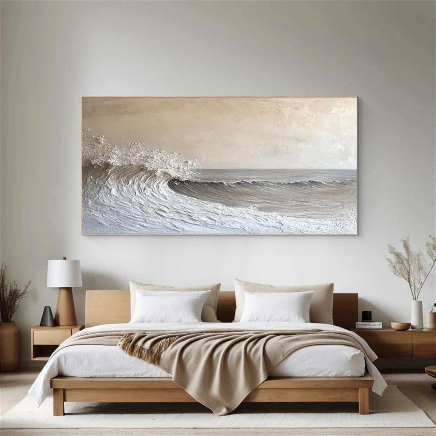Minimalist Ocean And Sky Textured Canvas Art #OC084