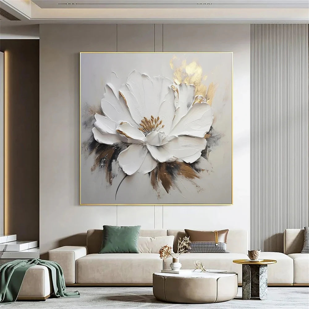 Minimalist Flower And Tree Textured Canvas Art #MF018