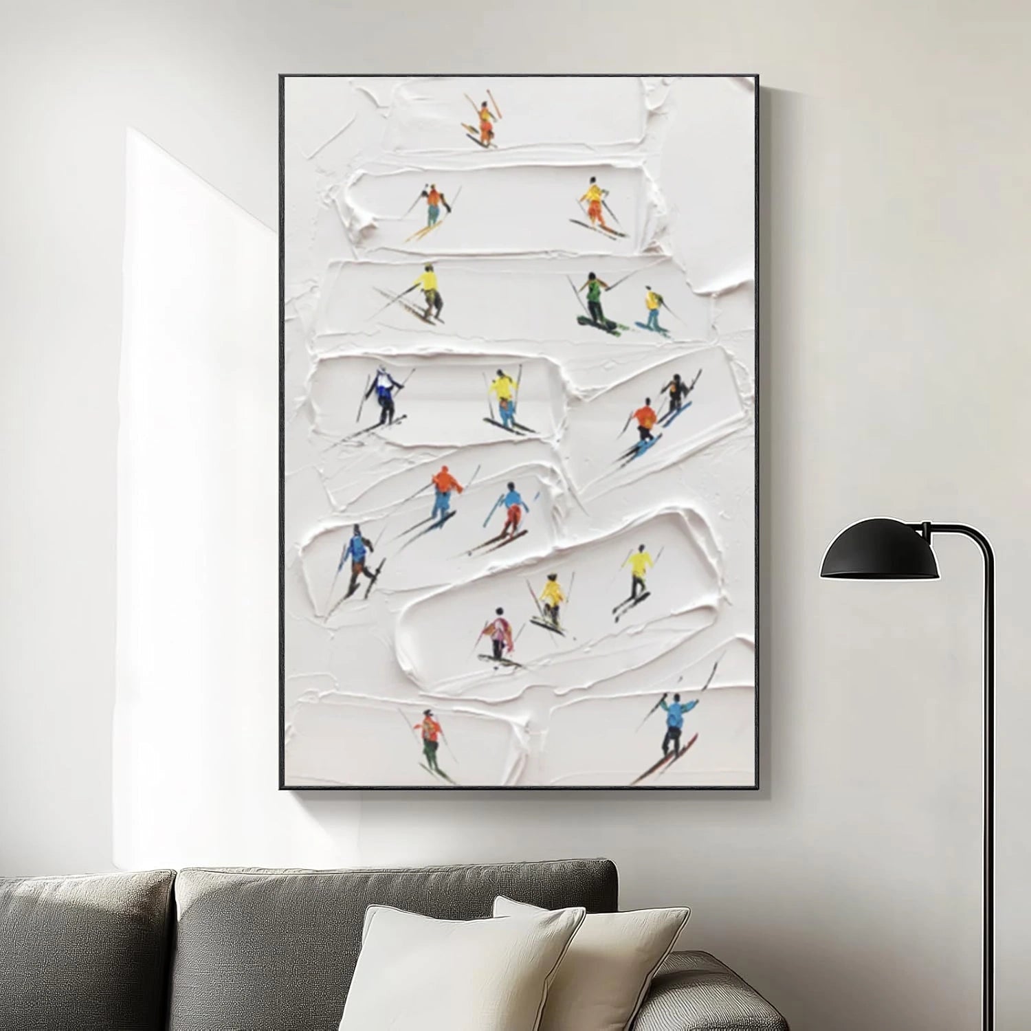 Skiing Sport Textured Canvas Painting #PB054
