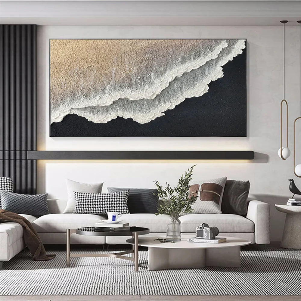 Minimalist Ocean And Sky Textured Canvas Art #OC036