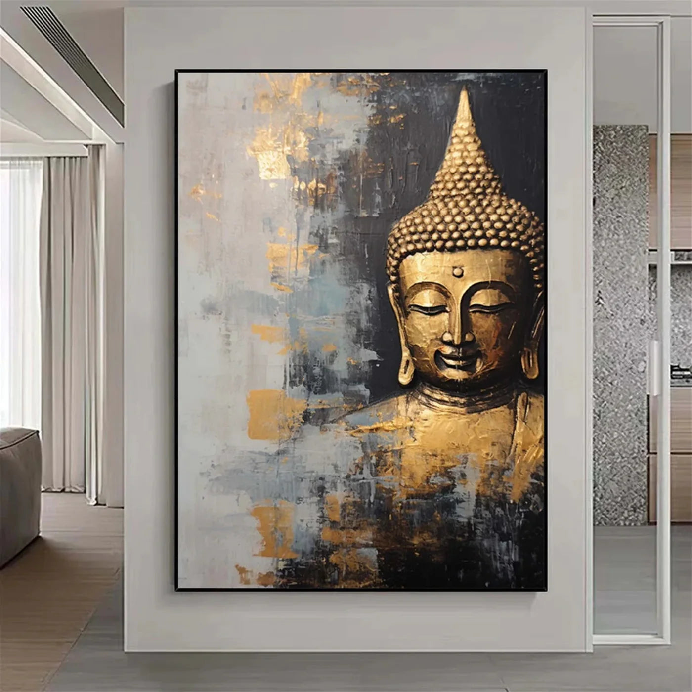 Abstract Buddha Portrait Textured Wall Art # LA008