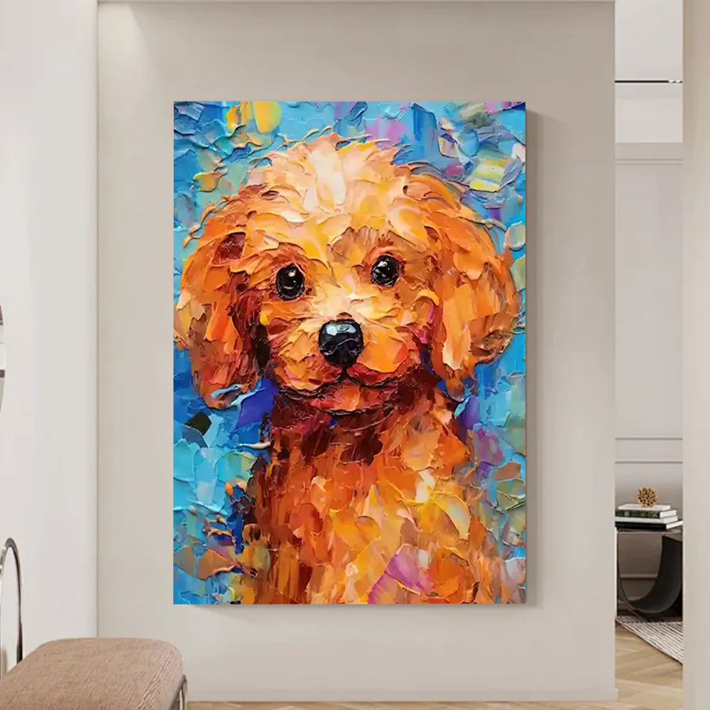Colorful Abstract Animal Dog Textured Canvas Art #DW060