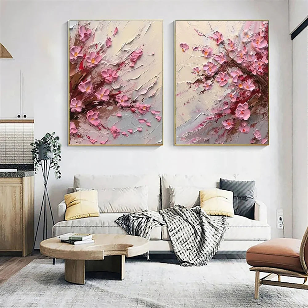 Abstract Flower And Tree Textured Canvas Art Set of 2 #MF064