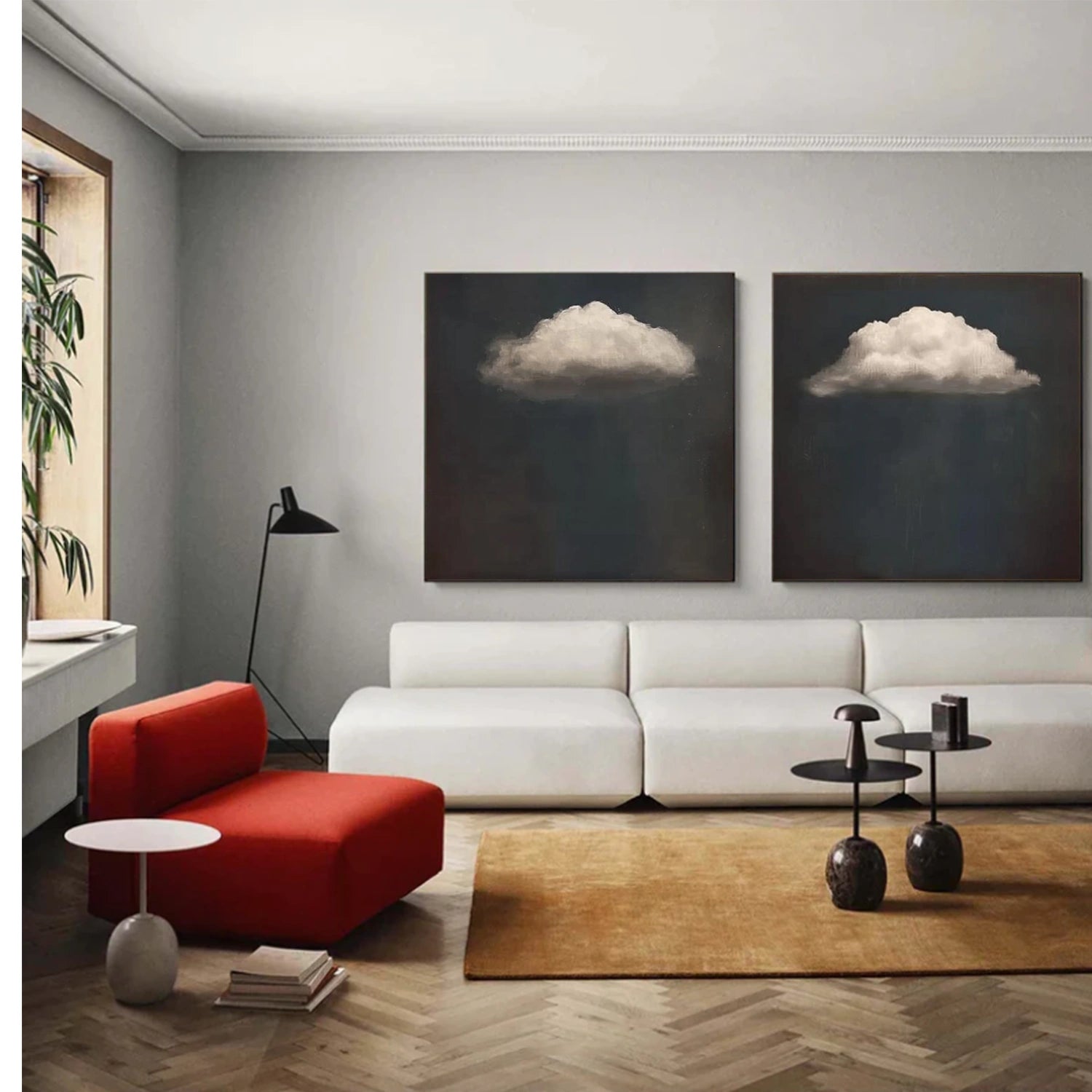 Black and White Abstract Wall Art Set of 2 #VA110