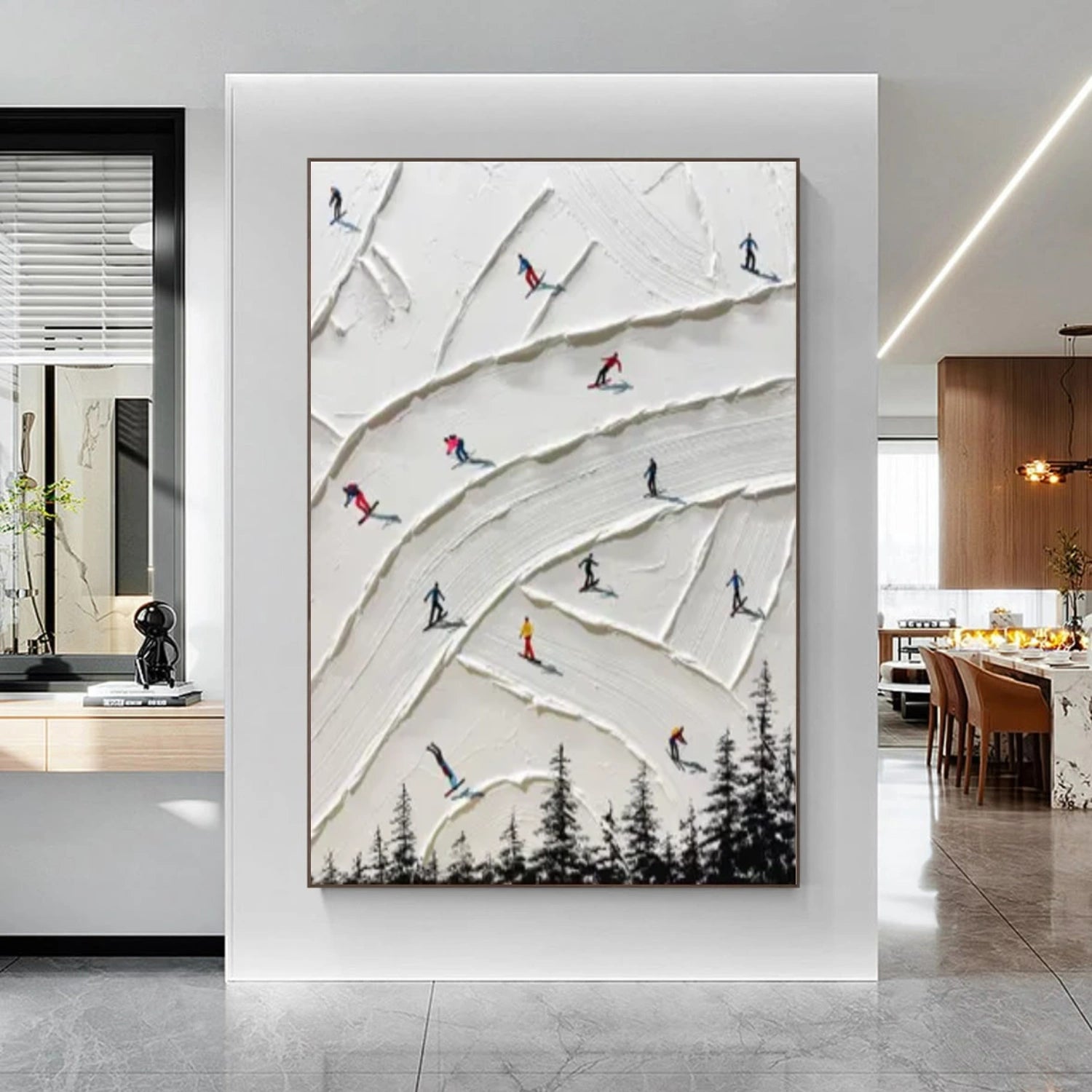 Skiing Sport Textured Canvas Painting #PB058