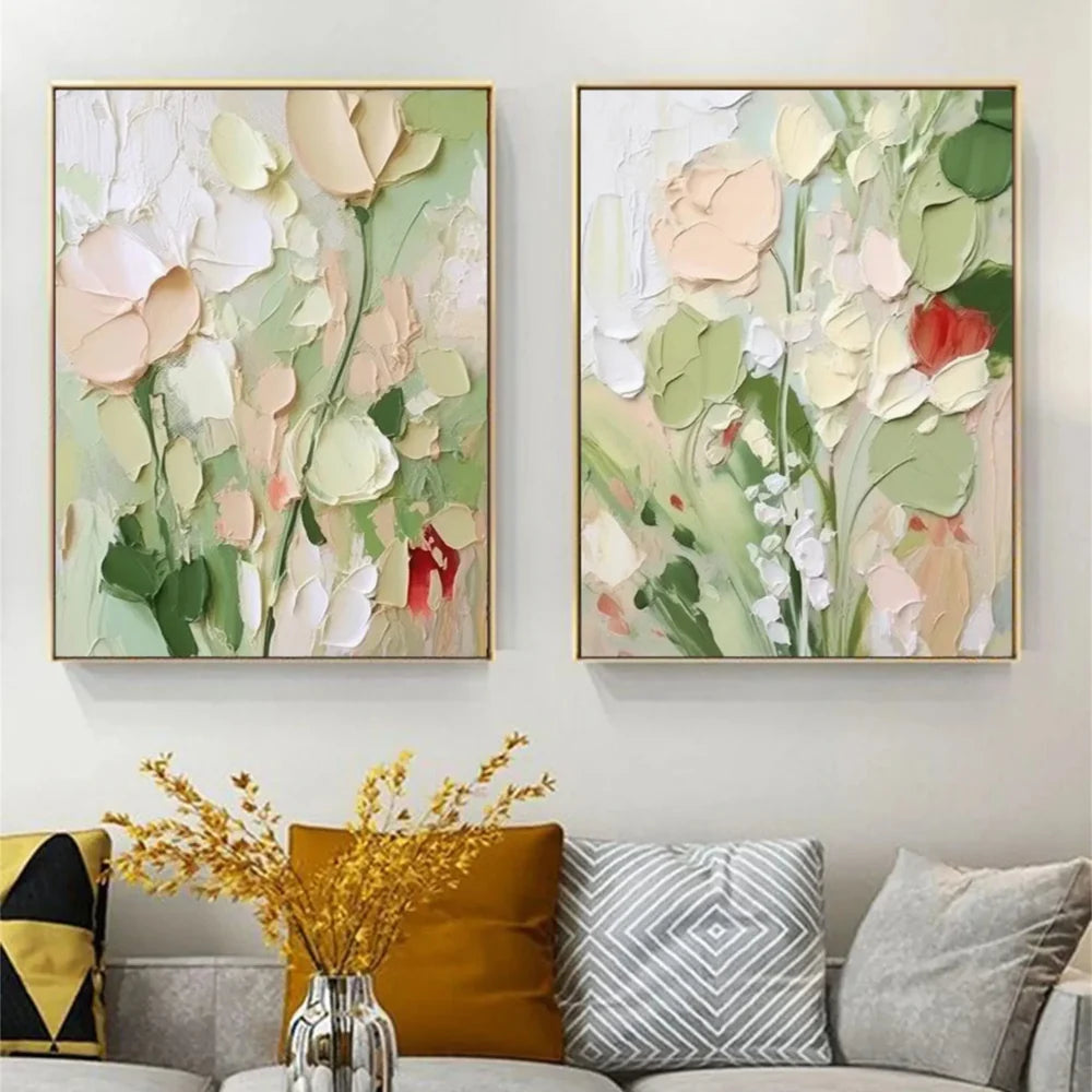 Abstract Flower And Tree Textured Canvas Art Set of 2 #MF054