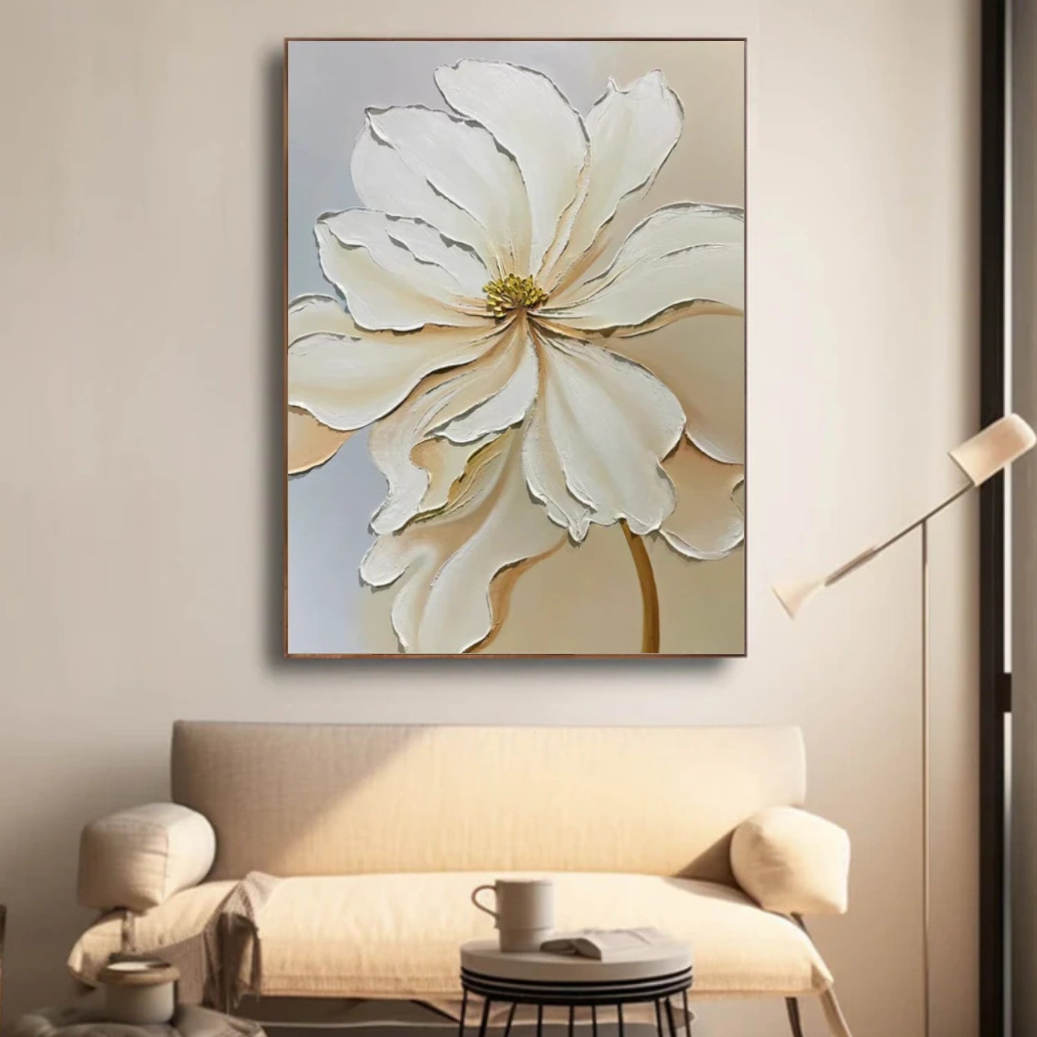 Minimalist Flower And Tree Textured Canvas Art #MF077
