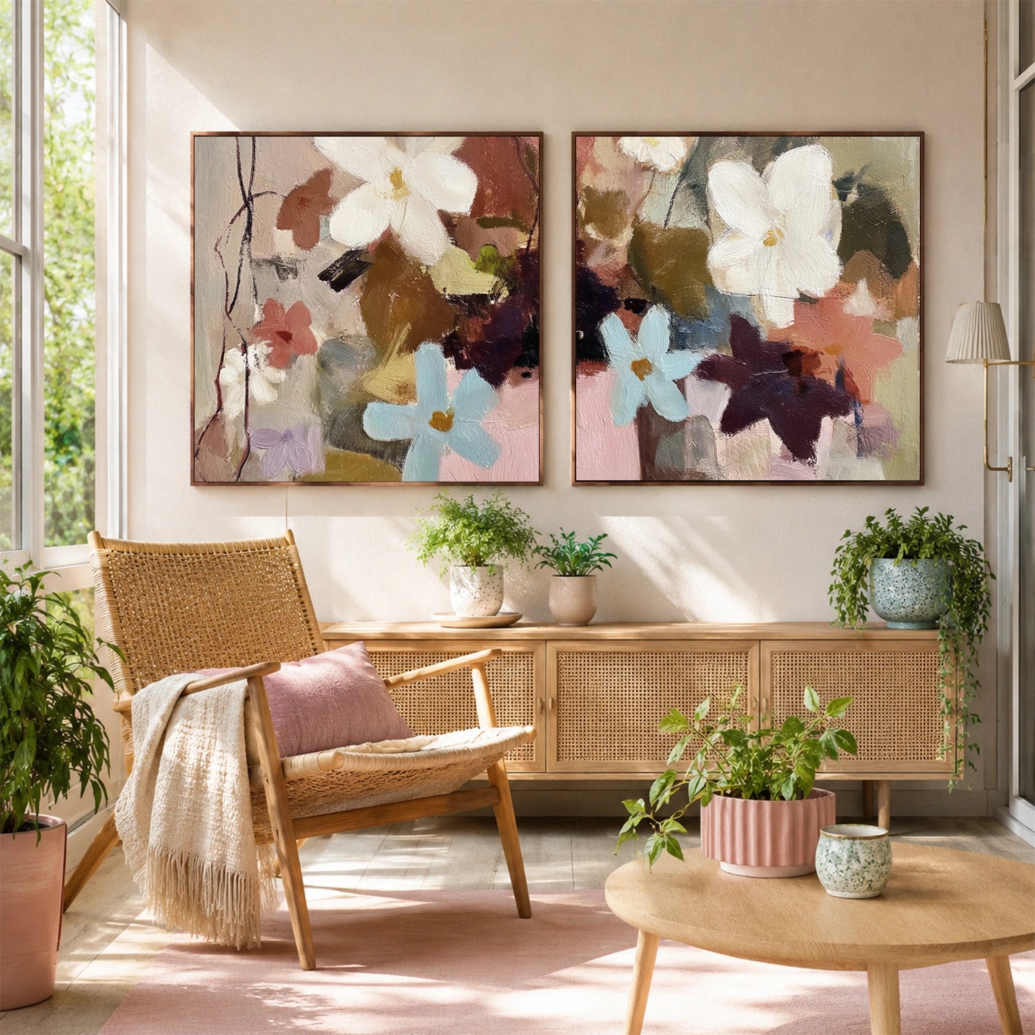 Abstract Flower Canvas Art Square Set of 2 #MF208