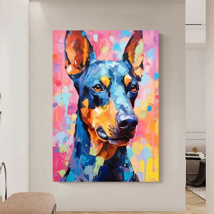 Colorful Abstract Animal Dog Textured Canvas Art #DW063