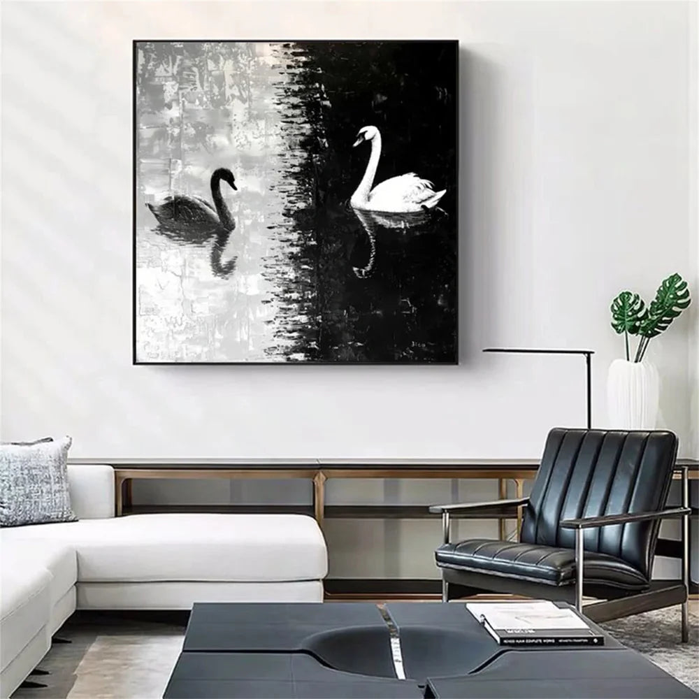 Black & White Abstract Animal Canvas Art #DW032