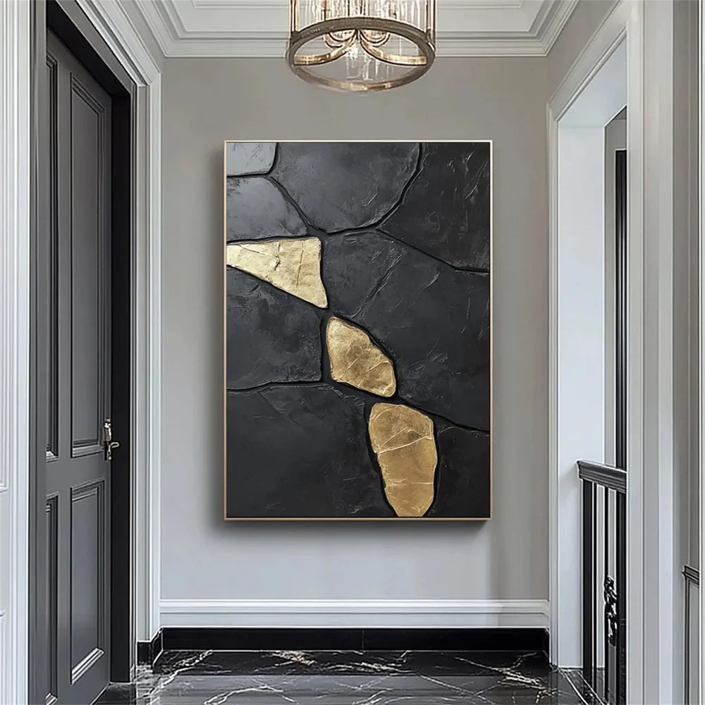 Black Minimalist Textured Canvas Art #WZ093