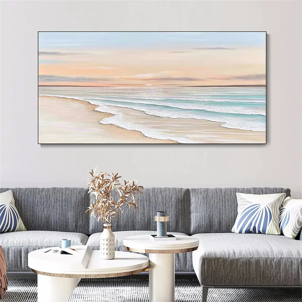 Abstract Ocean And Sky Textured Canvas Art #OC038