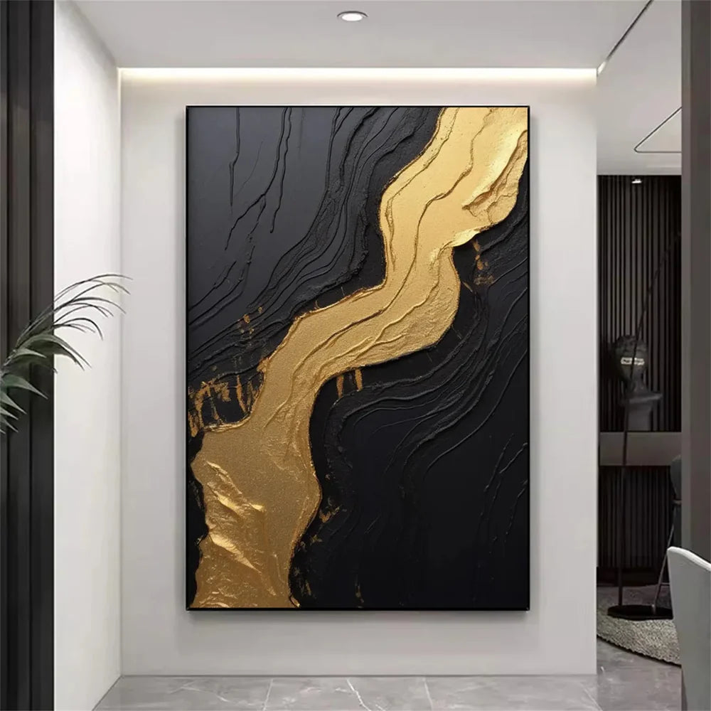 Black Minimalist Textured Canvas Art #WZ071